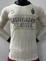 23-24 ACM Cream Color Joint Edition Long Sleeve Player Version Soccer Jersey (长袖球员)