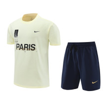 24-25 PSG Paris Beige Training Short Suit (100%Cotton)纯棉