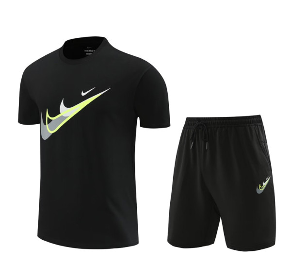 2024 NK Black Training Short Suit (High Quality)纯棉纱