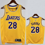 22-23 LAKERS SAKURA #28 Yellow Top Quality Hot Pressing NBA Jersey(圆领)