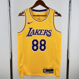 22-23 LAKERS YUNJIN #88 Yellow Top Quality Hot Pressing NBA Jersey(圆领)