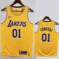 22-23 LAKERS EUNCHAE #01 Yellow Top Quality Hot Pressing NBA Jersey(圆领)