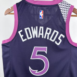 TIMBERWOLVES EDWARDS #5 Purple Black Top Quality Hot Pressing NBA Jersey