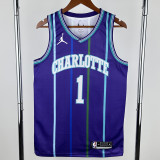 2019-20 HORNETS BALL #1 Royal blue Retro Top Quality Hot Pressing NBA Jersey