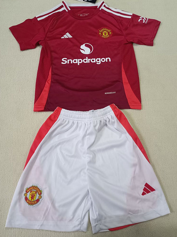 24-25 Man Utd Home Kids Soccer Jersey