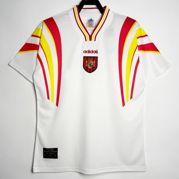 1996 Spain Away White Retro Soccer Jersey