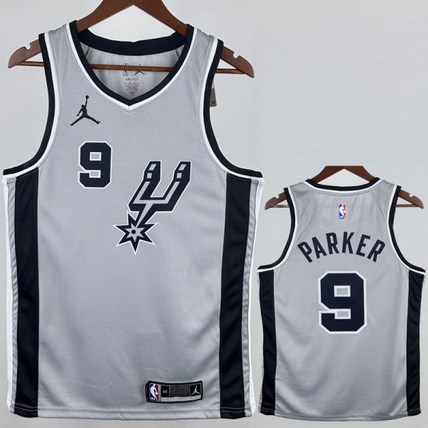 20-21 SA Spurs PARKER #9 Grey Top Quality Hot Pressing NBA Jersey (Trapeze Edition) 飞人版