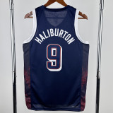 2024 Olympic Game USA HALIBURTON # 9 Dark Blue Basketball Jersey