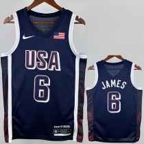 2024 Olympic Game USA JAMES # 6 Dark Blue Basketball Jersey