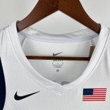 2024 Olympic Game USA LEONARD # 8 White Basketball Jersey