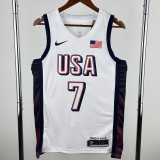 2024 Olympic Game USA DURANT # 7 White Basketball Jersey