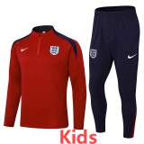 24-25 England Jujube Red Kids Half Pull Tracksuit (童装)(半拉链)