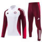 24-25 Bayern White Red Half Pull Tracksuit (半拉链)