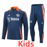 24-25 Man Utd Royal blue Kids Half Pull Tracksuit (童装)(半拉链)