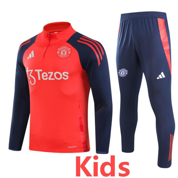 24-25 Man Utd Red Kids Half Pull Tracksuit (童装)(半拉链)