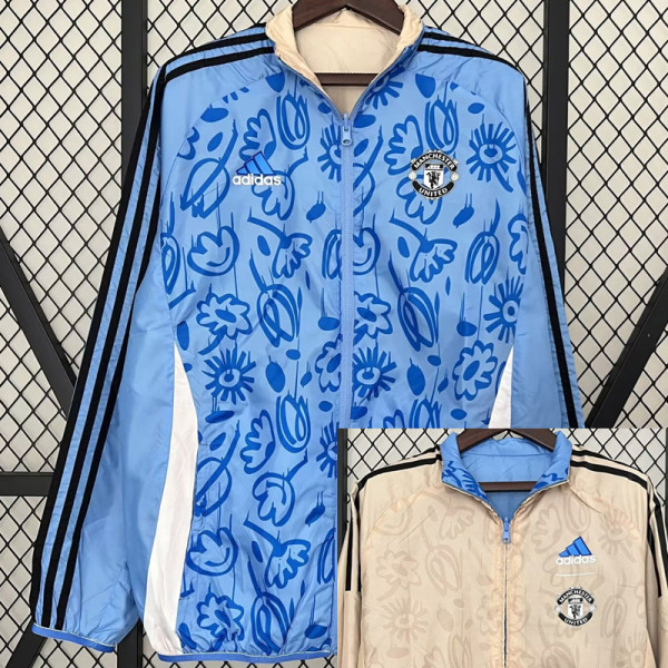 24-25 Man Utd Blue & khaki Double Sided Windbreaker (双面风衣)