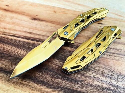7.75” Tactical Black Spring Assisted Folding Pocket Knife Hunting Camping Survival Knife Cool Knife EDC
