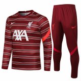 Mens Liverpool Training Suit Burgundy Stripe 2021/22