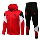Mens AC Milan Hoodie Jacket + Pants Training Suit Red 2021/22