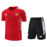 Mens Manchester United Short Training Suit Red-Black 2021/22