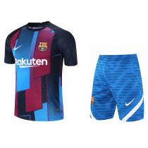 Mens Barcelona Short Training Suit Red - Blue 2021/22