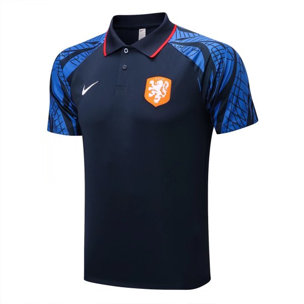 Mens Netherlands Polo Shirt Black 2022