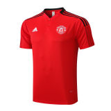 Mens Manchester United Polo Shirt Red Champions 2021/22