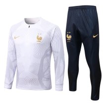 Mens France Training Suit White Stripe 2022/23