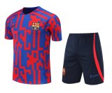 Mens Barcelona Short Training Suit Blue - Red 2022/23