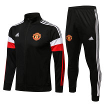 Mens Manchester United Jacket + Pants Training Suit Black 2021/22