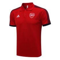 Mens Arsenal Polo Shirt Red - Black Stripes 2021/22