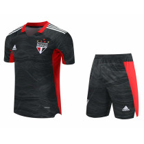 Mens Sao Paulo FC Goalkeeper Black Jersey + Shorts Set 2021/22