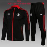 Kids Manchester United Jacket + Pants Training Suit Black 2021/22