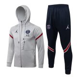 Mens PSG x Jordan Hoodie Jacket + Pants Training Suit Light Grey 2021/22