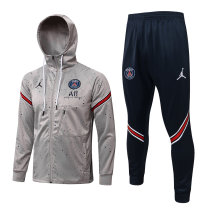 Mens PSG x Jordan Hoodie Jacket + Pants Training Suit Light Grey Dots 2021/22