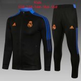 Kids Real Madrid Jacket + Pants Training Suit Black 2021/22