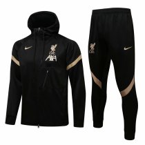 Mens Liverpool Hoodie Jacket + Pants Training Suit Black 2021/22