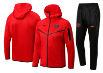 Mens PSG Hoodie Jacket + Pants Training Suit Red 2022/23