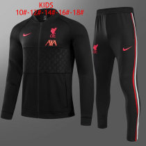 Kids Liverpool Jacket + Pants Training Suit Black Stripes 2021/22