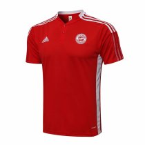 Mens Bayern Munich Polo Shirt Red Stripes 2021/22