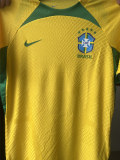 Mens Brazil Pre-Match Short Training Jersey Yellow 2022 - Match