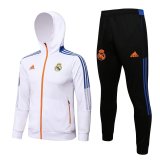 Mens Real Madrid Hoodie Jacket + Pants Training Suit White 2021/22