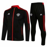 Mens Manchester United Jacket + Pants Training Suit Black 2021/22