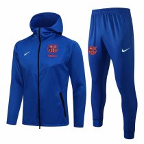 Mens Barcelona Hoodie Jacket + Pants Training Suit Blue 2021/22