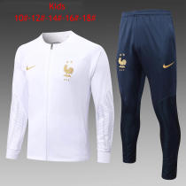 Kids France Jacket + Pants Training Suit White 2022