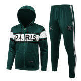 Mens PSG x Jordan Hoodie Jacket + Pants Training Suit Green 2021/22