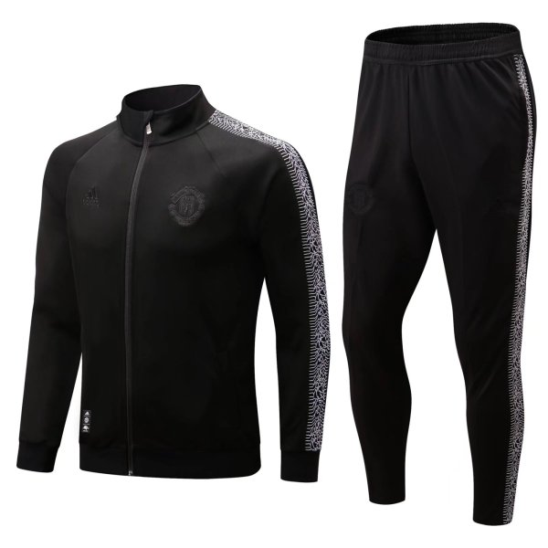 Mens Manchester United Jacket + Pants Training Suit Black 2022/23