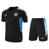Mens Manchester United Short Training Suit Black - Blue 2021/22