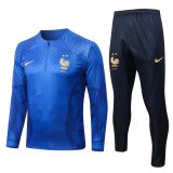 Mens France Training Suit Blue Stripe 2022/23