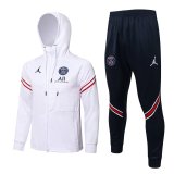 Mens PSG x Jordan Hoodie Jacket + Pants Training Suit White II 2021/22
